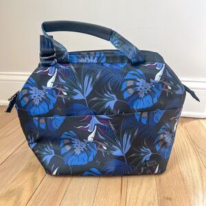 Lug Chomper Insulated Lunch Bag Tote Crossbody Strap Black Blue Navy Botanical